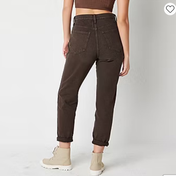 ➕ 🍂🍁 Fall Arizona Juniors Womens Highest Rise Mom Washed Brown Jeans Sz 17/18 - Picture 3 of 3